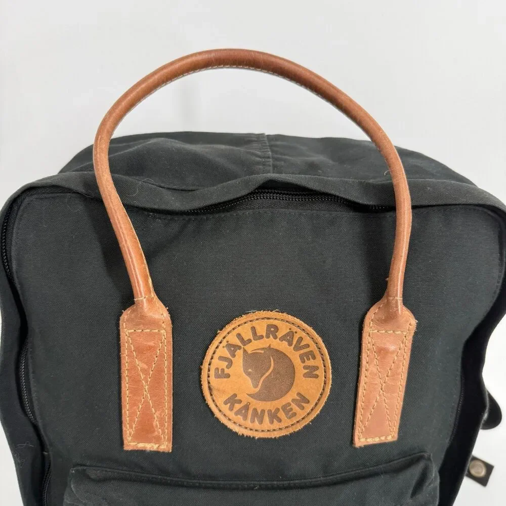 Fjallraven 27173 Kanken No. 2 Canvas Leather G-1000 backpack Rucksack Bag Black